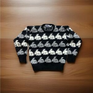Vintage Susan Bristol Sweater Bunny Rabbits Shetland Wool Angora Nylon Size Sm